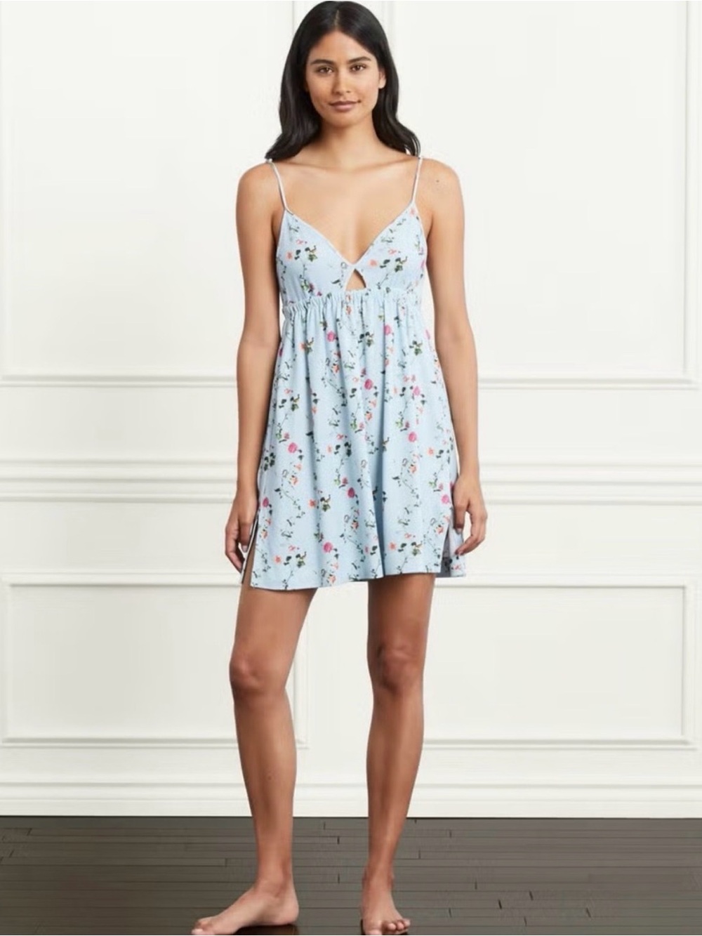 Hill House Light Blue Floral Mini Sundress